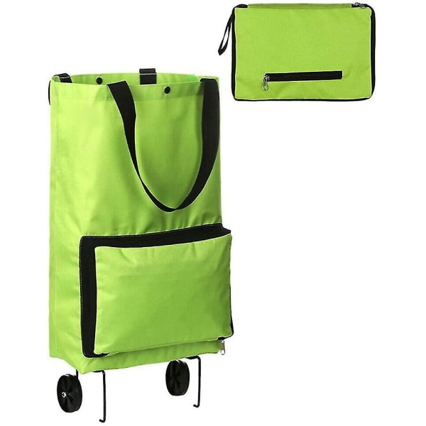 Bärbar väska med hjul, hopfällbar shoppingväska med stor kapacitet, handtagsväska för vagn