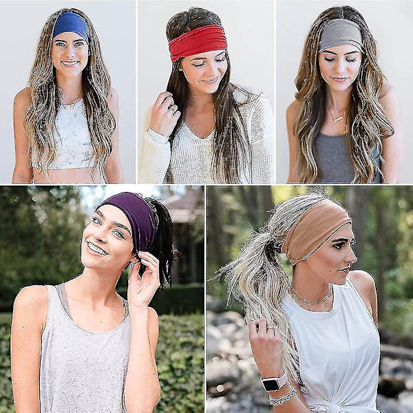 10 stycken brett pannband för kvinnor, stretchigt mjukt pannband för yogapass