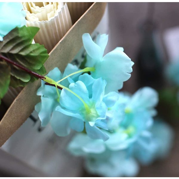 2 Pack Fake Cherry Vine Flowers Plant Keinotekoinen Ivy Riippuva Vihreä Lehti Silkki Seppele Häätaidekori (sininen) Blue