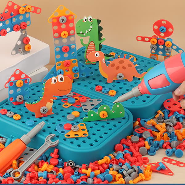 3D Dinosaur Puslesett med Drillkasse - Læringsleke for Gutter