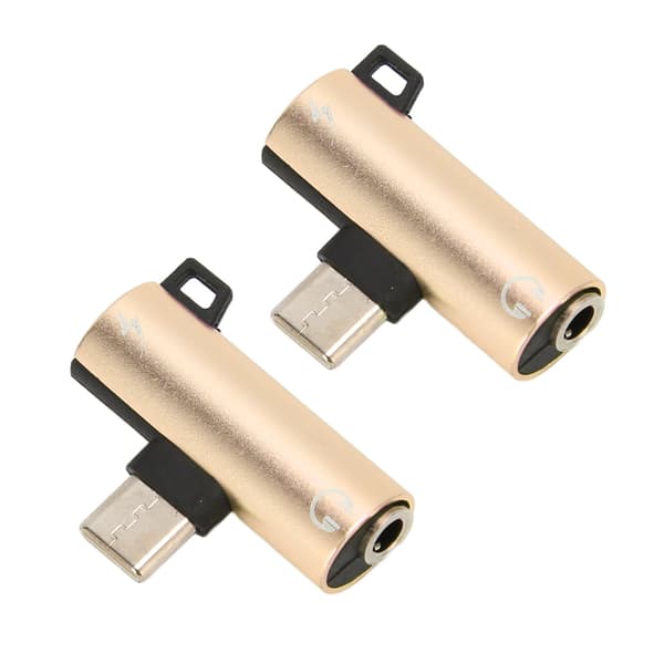 2 stk. USB C til 3,5 mm lydadapter 2 i 1 Type C 3,5 mm Lyt til musik under opladning Holdbar ABS USB C til lydstik Guld