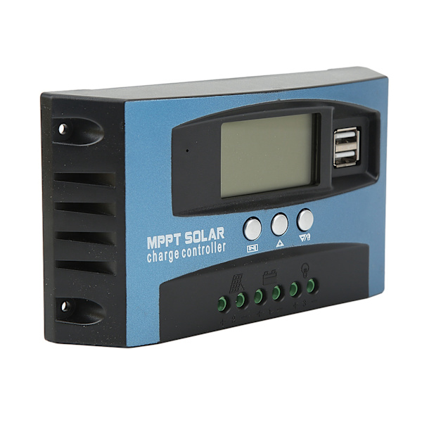 Solar Charge Controller LCD-display 2 USB-udgange Overstrømsbeskyttelse 12V 24V Selvtillpasning 100A Solpanelregulator