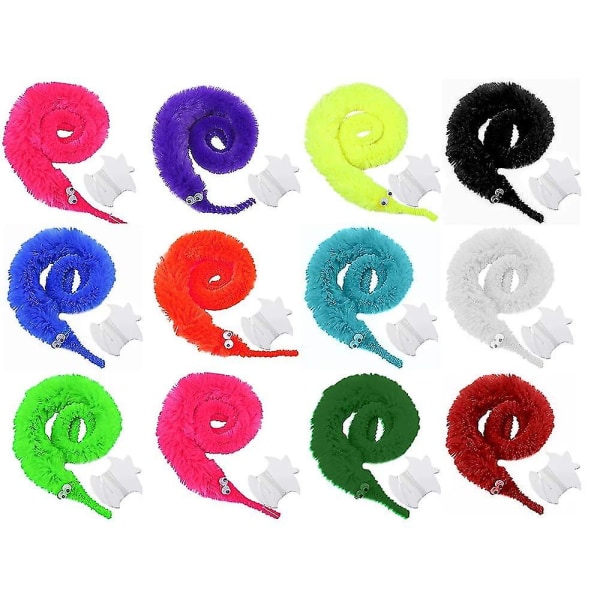 Worm On String, 12st Wiggly Magic Worms Twisty Fuzzy Worm Toys Worm On A String Bulk For Kids Cat, Random Color