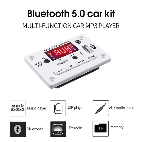 Bluetooth 5.0 Mp3-dekoder afkodningskortmodul 5 V 12v bil usb mp3-afspiller Wma Wav Tf-kortplads / usb / FM-fjernkortmodul