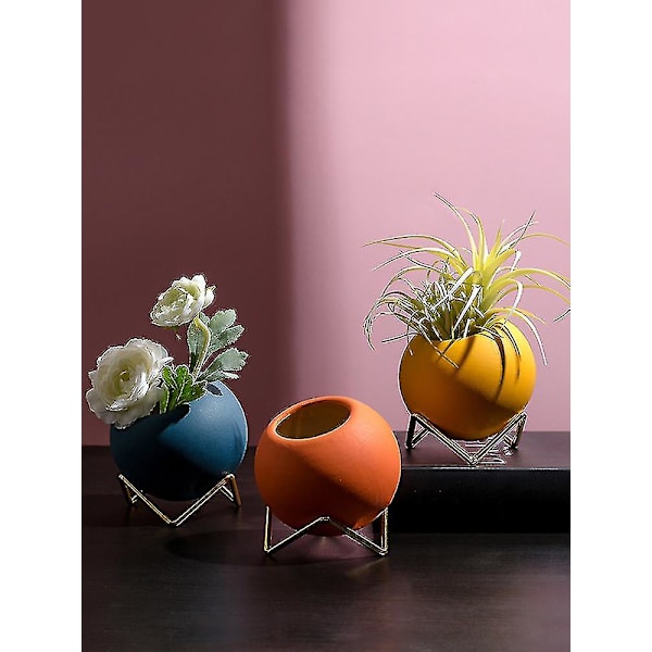 Planteoppbevaring Ballvase Dekorative vaser Keramikk Hjemmepult Pent nordisk lys Luksusstil blomsterholder Blue