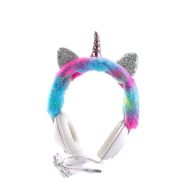 Unicorn-hovedtelefoner med ledning over øret Plys-headset til katteører Designstyle 1