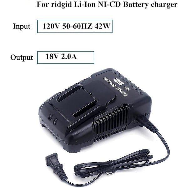 18v batterioplader R86092 erstatning for 18v ​​batterier R840087, R840083, R840085, R840086 og mere black