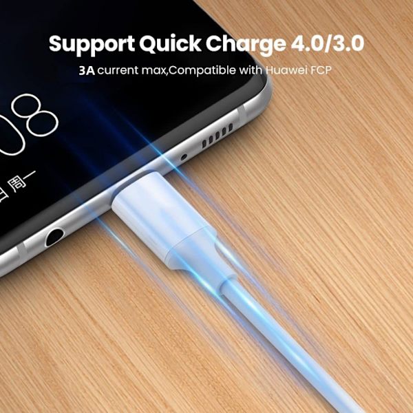 USB C Typ C hane till hane USB 2.0 PD version 65W för bärbar dator och telefon Vit 2m