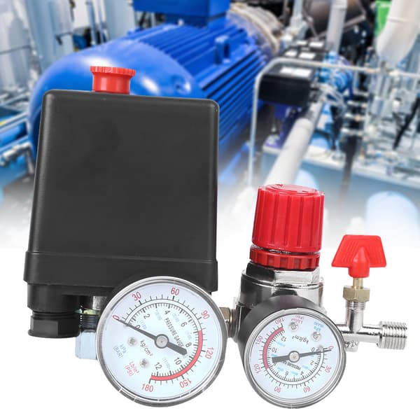 Luftkompressor Manifold Regulator Trykkkontroll Bryterventil 4 Hull Monteringsdeler