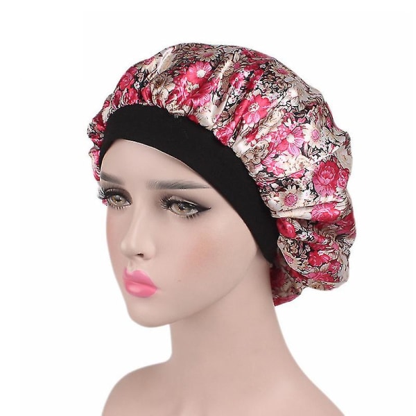 Lady Night Cap Kolsyrat hårvård Bonnet Hat Head Cover Wraps Red Flower