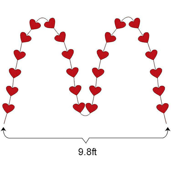 72 Hængende filthjerter Garland Valentines Day Decoration 3 Pakke