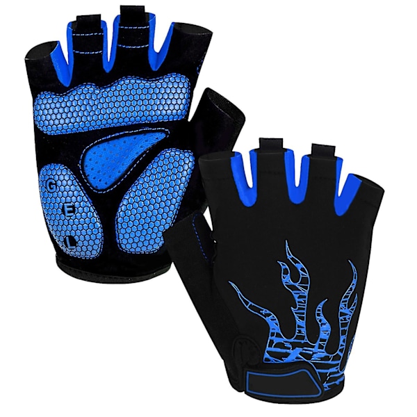 1 par Antisladd Half Finger Ridhandskar Lycra Svettabsorberande Cykelhandskar Sporttillbehör Blue L