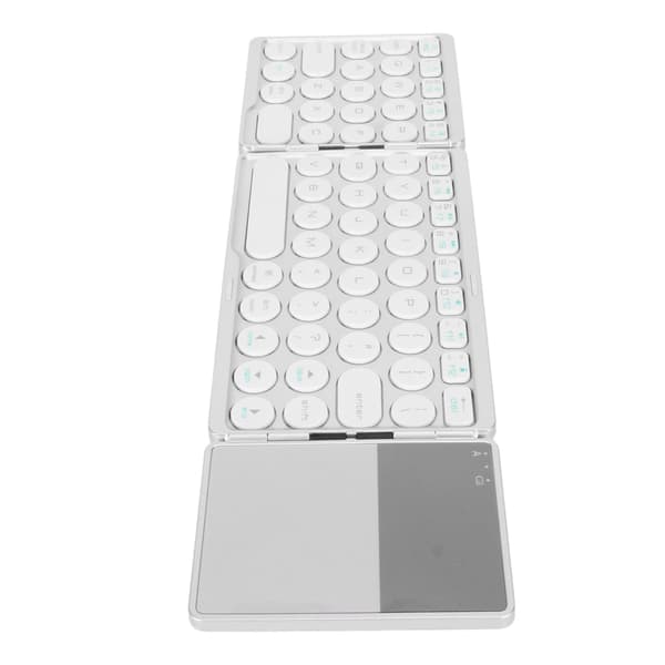 Rund Knapp Bluetooth Vikbart Tangentbord med Pekplatta Universell 140mAh Trådlös 64 Knappars Vikbart Tangentbord Silver