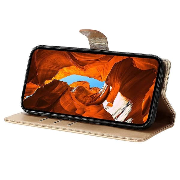 Blomstret lærfutteral til Xiaomi Redmi Note 13 5G lommebokfutteral Multicolor Gold