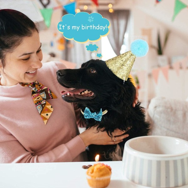Pet Cat Hund Fødselsdagshat, sød hvalpefest hat Bowknot Hundedekoration