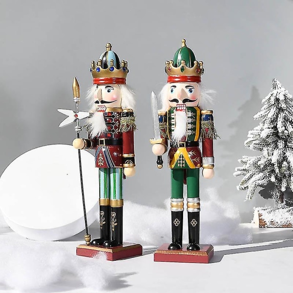 30 cm Nøddeknækker Puppet Tin Soldat Træ Valnød Mand Lille Ornament D