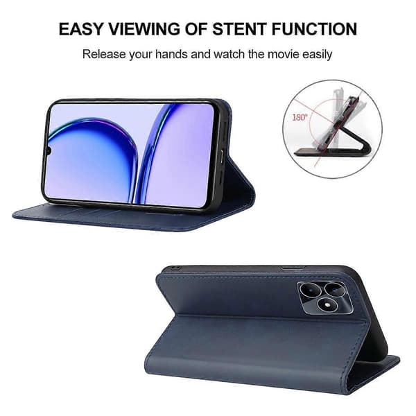 【BQ】Magnetic Closure Leather Phone Case Blue Blue For Realme C53