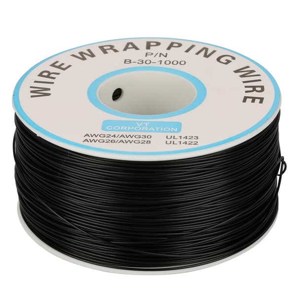 1 rulle WiRe-vikling Enkelt kobbertråd 30AWG kabel 0,25 mm kernediameter (sort)