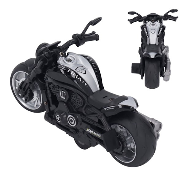 1:12 Skala Retro Pull Back Motorcykel Legetøjsmodel Sort Plastik Dekoration til Børn