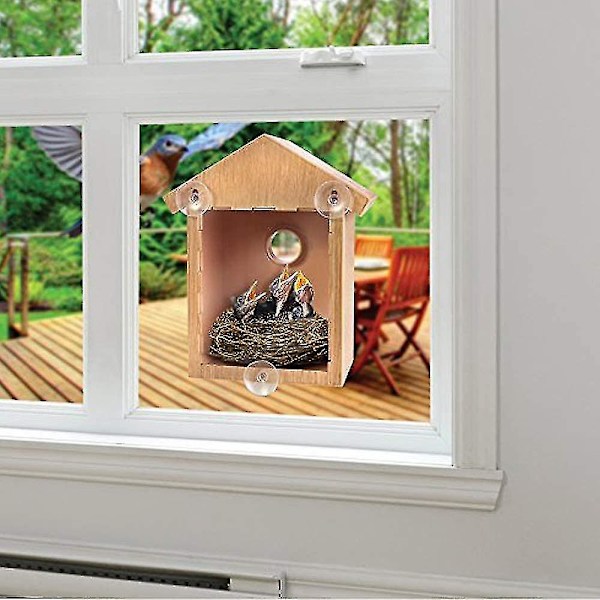 Wild Bird Watching häckningsbox Set Birdhouse Kit med spionfönster och enväg