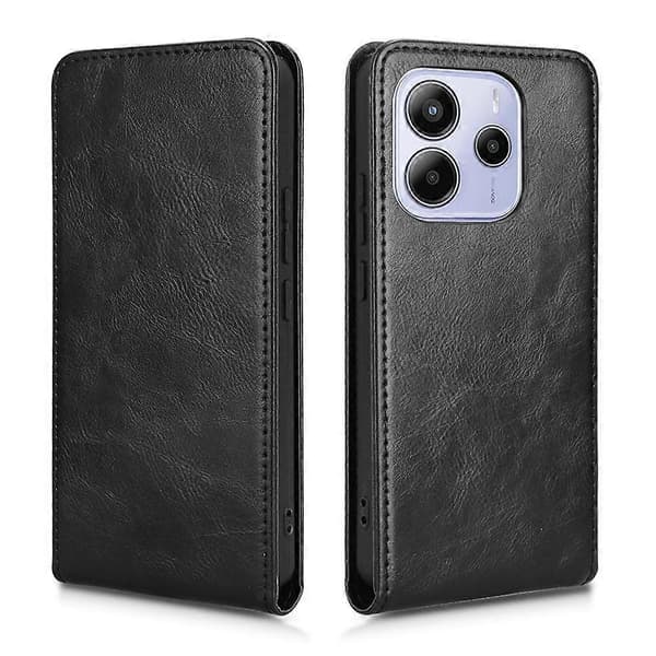 【BQ】Magnetisk Lodret Flip Læder Telefonetui Sort Black For Redmi Note 14 4G 163.25mm
