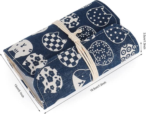 【BQ】Circular Knitting Needle Case for Storage, Compact Empty Circular Needle Case, Circular Needle Holder with 11 Clear Zipper Pockets Blue
