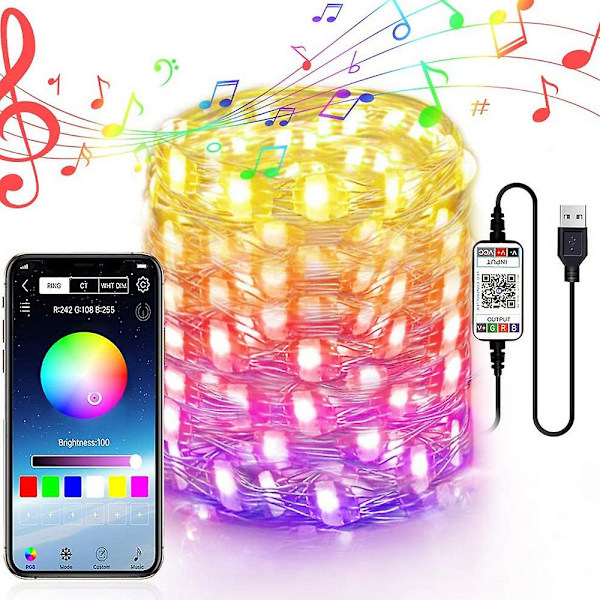USB Christmas Tree Fairy Lights Led String Lights Med Smart Bluetooth App Fjärrkontroll, 2m 20 Lampa 2m 20 lamp