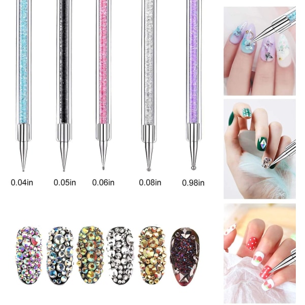 5 stk Nail Art Liner Brushes Manikyr Drill Tegning Nails Pen Fancy diamant Fancy diamond
