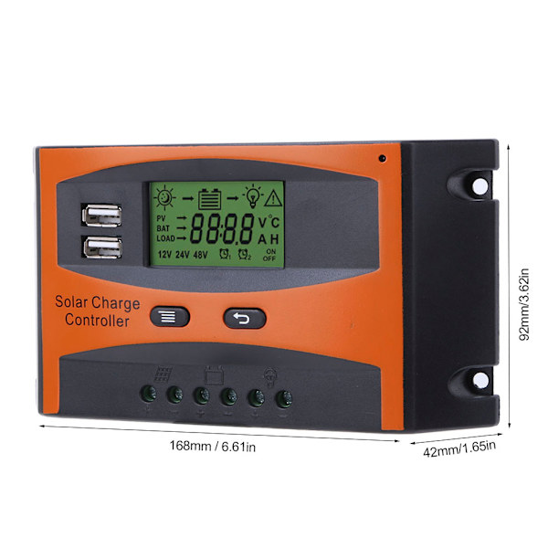 PWM Solar Charge Controller Automatisk Identifikation 12/24V Solpanel Regulator 20A