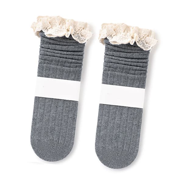 Pige Lace-Strømper til Midthøjde Elastisk Varme Lace Trim Bomuld Børn Midthøjde Lange Strømper til Forår Efterår Fri Størrelse