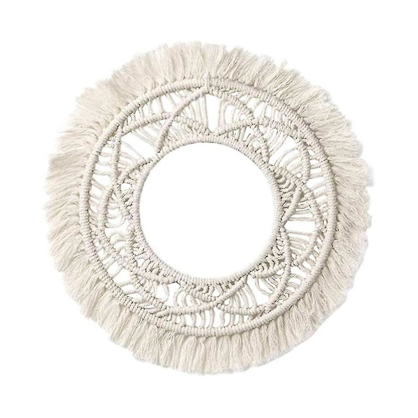 Pyöreä kudottu kuvakudos Boho Macrame -tapetti seinälle ripustettava käsi-