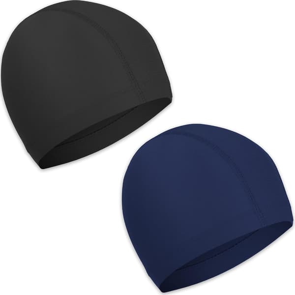 【BQ】2-pakning elastiske badehetter Komfortable sklisikre stoffbadehetter Lette badehetter for kvinner, menn, barn til svømming Navy Blue