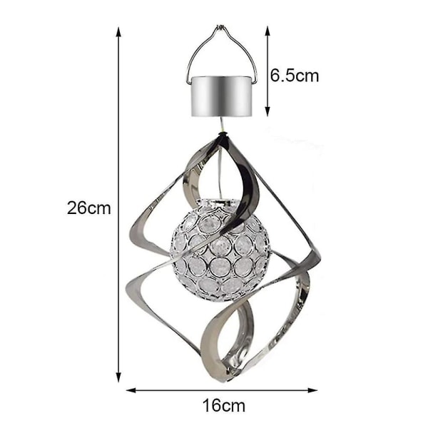 Solar Powered Wind Chimes Led Spiral Spinner Lampa Färg ändras