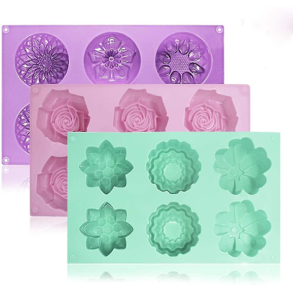 6- molds av silikonblommor, 3-pack fondantform för dekoration av is