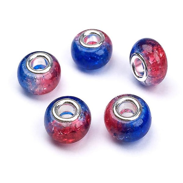 100 stk farverige Rondelle glas europæiske perler stort hul spraymalet glas skyde charms