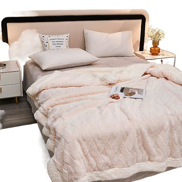 Høst og vinter melkefløyel taft pledd pledd lur Tykket varm ensfarget dobbeltsidig fleece pledd gave milk white 100x150cm