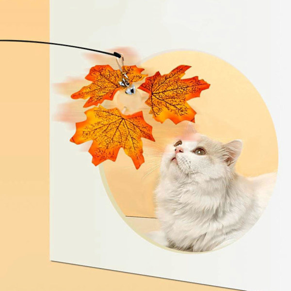 Cat Teaser Wand Bell Simulated Maple Leaf Kattunge Leker Teaser Wand Leksak Katttillbehör för hemstad Red