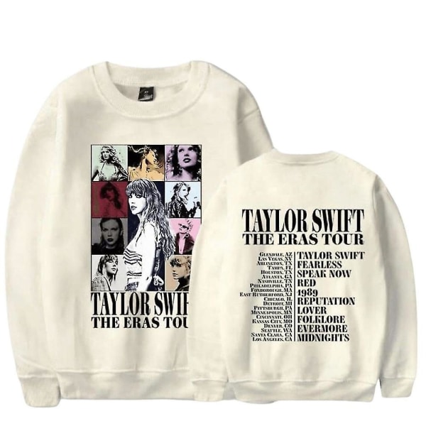 2024 Taylor Swift The Eras Tour Gensersweatshirt med trykk Lang ermet Rund hals Avslappet Løstsittende Pullover Topper Fans Gaver til Menn Kvinner Voksen Unisex Apricot M