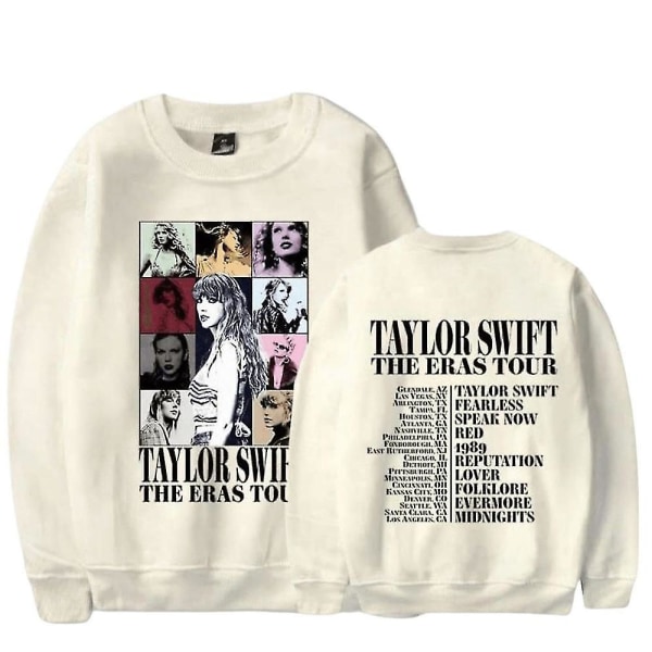 2024 Taylor Swift The Eras Tour print pitkähihainen Crewneck casual löysä pusero Topit Fanit Lahjat Miehille Naiset Aikuiset Unisex Apricot S