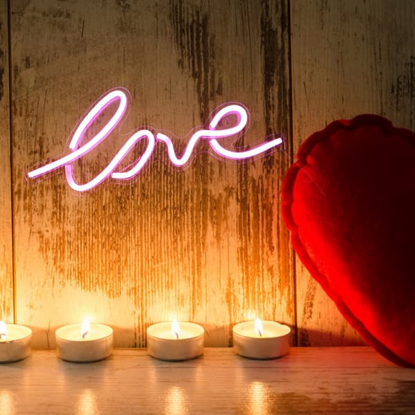 Hjerteformet Transparent Panel Neon Lys USB LED Lys til Rumindretning