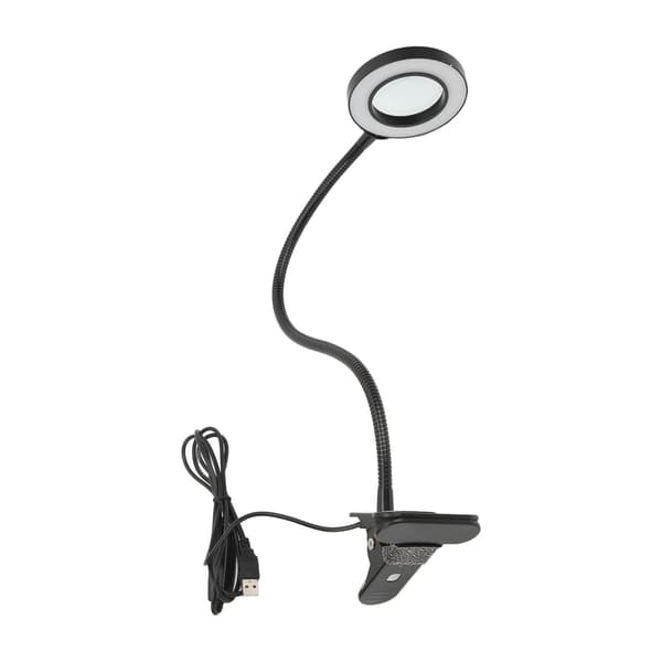 LED Forstørrelseslampe 3X Svanehals USB Justerbar Lysstyrke Lese Arbeidslys