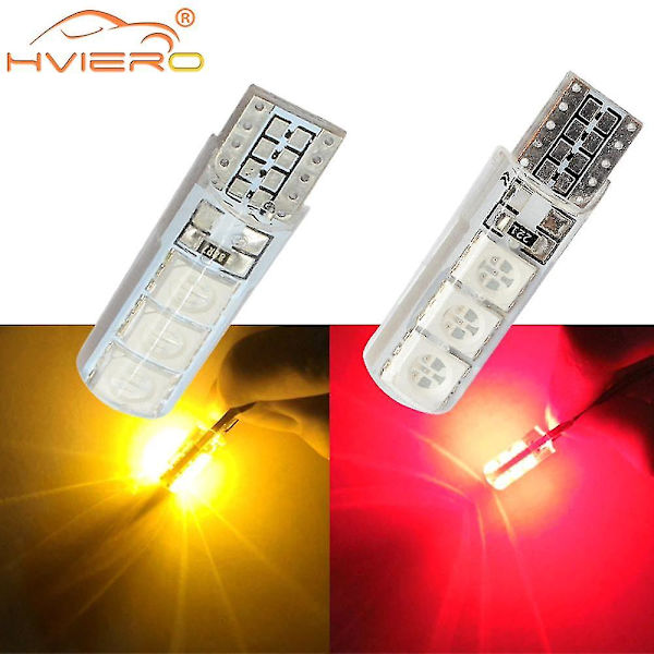 2x Auto Led T10 194 W5w Dc 12v Canbus 6smd 5050 Silikonikuori Led Valot Polttimo Ei Error Led Pysäköinti Sumu Takavalo Auto Auton Lamppu Yellow
