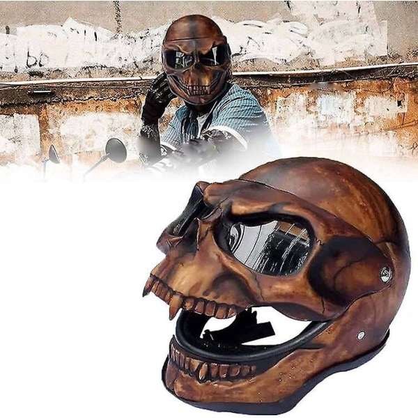 Halloween Skull Mask Hodeplagg med bevegelig munn - Full Head Mask blue