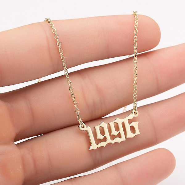 1980-2019 Birth Year Number Charm Pendant Stainless Steel Chain Necklace Jewelry Silver 2013