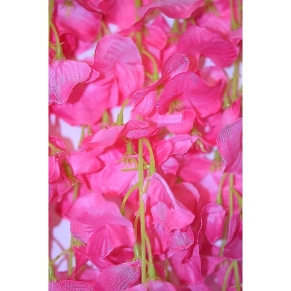 Konstgjorda blommor, konstgjord blåregn, heminredning, gjord av siden, 12 delar - mjölkvit rosa Pink