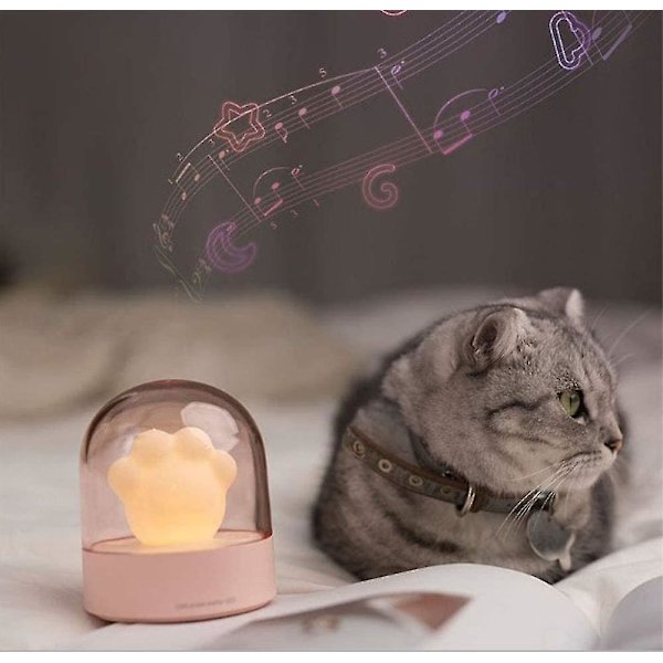 Uppladdningsbar dagis nattlampa, speldosa Sladdlöst batteridrivet Cat Paw Bedside Lampgrå