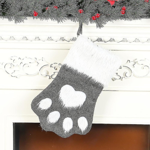 Julestrømper, plysjhengende sokker til ferie og julepynt (grå)