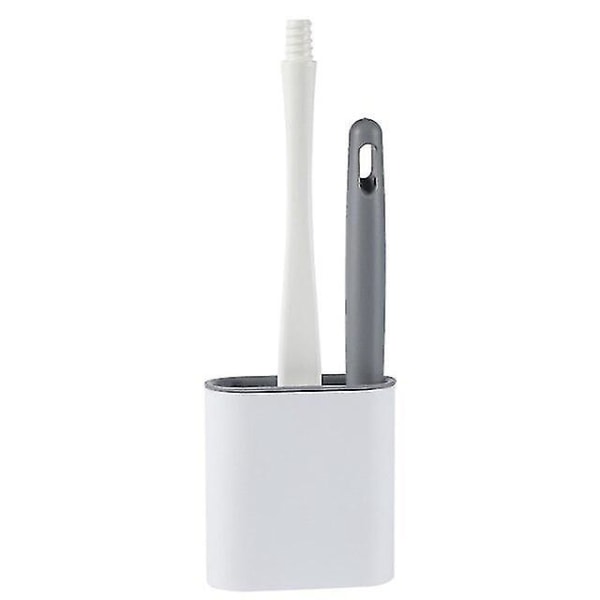 Silikon Toalettbørste For WC Tilbehør Tpr Hode Veggmontert Design Rengjøringsverktøy Hjem Baderom Holder Sett Pp Håndtak White