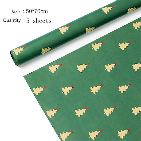 5 ark Julklappspapper Presentpapper Kraftpåsar Juldekoration A