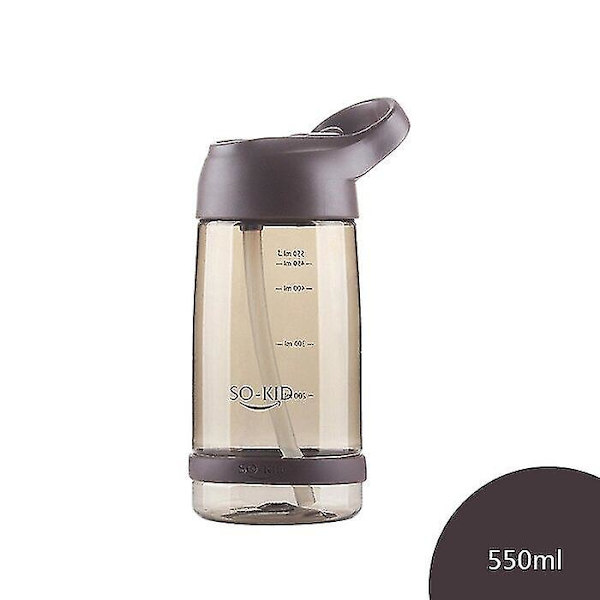 Outdoor Water Bottle With Straw Sports Bottles Leak Proof Eco-friendly For Children School Brown 550ml